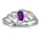 Certified 10k White Gold Oval Amethyst And Diamond Ring