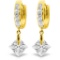 7.58 Carat 14K Solid Gold Dangling Cubic Zirconia Hoop Earrings