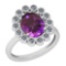 2.42 Ctw Amethyst And Diamond I2/I3 10K White Gold Vintage Style Ring