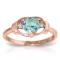 0.96 CTW 14K Solid Rose Gold Glory Blue Topaz Diamond Ring