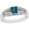 0.97 Ctw I2/I3 Treated Fancy Blue And White Diamond Platinum Ring