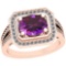 1.53 Ctw Amethyst And Diamond I2/I3 10K Rose Gold Vintage Style Ring