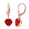 14K Solid Rose Gold Leverback Earrings with Natural rubyes