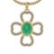 1.66 Ctw I2/I3 Emerald And Diamond 14K Yellow Gold Necklace