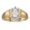 Certified 14k Yellow Gold Oval White Topaz And Diamond Ring