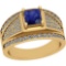 1.20 Ctw Blue Sapphire And Diamond I2/I3 14K Yellow Gold Vintage Style Ring