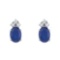 Certified 14k White Gold Sapphire And Diamond Oval Earrings