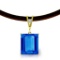 6.51 Carat 14K Solid Gold Solitude Blue Topaz Diamond Necklace