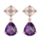 15.16 Ctw I2/I3 Amethyst And Diamond 10K Rose Gold Earrings