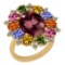 9.09 Ctw SI2/I1 Multi Sapphire,Pink Tourmaline And Diamond 14K Yellow Gold victorian Style Engagemen