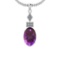 Certified 7.85 Ctw I2/I3 Amethyst And Diamond 14K White Gold Pendant