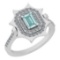 0.97 Ctw I2/I3 Aquamrine And Diamond 14K White Gold Vingate Style Halo Ring