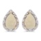 Certified 14k Yellow Gold Pear Opal And Diamond Earrings