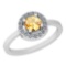 0.62 Ctw Citrine And Diamond I2/I3 10K White Gold Vintage Style Ring