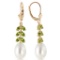 9.2 Carat 14K Solid Gold Momentum pearl Peridot Earrings