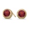 Certified 14k Yellow Gold Round Garnet Bezel Stud Earrings