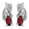 Certified 14k White Gold Oval Garnet And Diamond Earrings