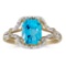 Certified 10k Yellow Gold Emerald-cut Blue Topaz And Diamond Ring