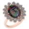 6.34 Ctw I2/I3 Mystic Topaz And Diamond 14k Rose Gold Vingate Style Ring