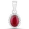 0.97 Carat Genuine Ruby and White Diamond 14K White Gold Pendant