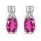 Certified 14k White Gold Oval Pink Topaz And Diamond Earrings