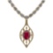 9.00 Ctw SI2/I1 Ruby And Diamond 14K Yellow Gold Necklace