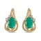 Certified 14k Yellow Gold Oval Emerald And Diamond Teardrop Earrings 0.66 CTW