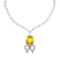 22.75 Ctw SI2/I1 Lemon Topaz And Diamond 14k White Gold Victorian Style Necklace