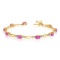 Certified 14K Yellow Gold Oval Pink Topaz and Diamond Bracelet 4.33 CTW