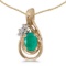 Certified 14k Yellow Gold Oval Emerald And Diamond Teardrop Pendant