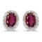 Certified 14k Yellow Gold Oval Rhodolite Garnet And Diamond Earrings