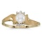 Certified 14k Yellow Gold Pearl And Diamond Satin Finish Ring