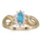 Certified 10k Yellow Gold Marquise Blue Topaz And Diamond Ring
