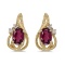 Certified 14k Yellow Gold Oval Rhodolite Garnet And Diamond Teardrop Earrings 1.02 CTW