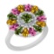 2.86 Ctw I2/I3 Multi Sapphire And Diamond 14K White Gold Flower Ring