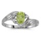 Certified 14k White Gold Oval Peridot And Diamond Ring 0.43 CTW