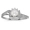 Certified 14k White Gold Pearl And Diamond Satin Finish Ring