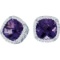 Certified 14k White Gold Cushion Cut Amethyst And Diamond Earrings