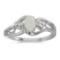 Certified 14k White Gold Oval Opal And Diamond Ring