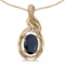 Certified 14k Yellow Gold Oval Sapphire And Diamond Pendant