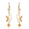 0.8 Carat 14K Solid Gold Flutter Fly Citrine Earrings