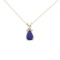 Certified 14K Yellow Gold Pear Shaped Sapphire and .05 ct Diamond Pendant