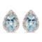 Certified 14k Yellow Gold Pear Aquamarine And Diamond Earrings 1 CTW