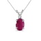 Certified 14k White Gold Oval Ruby And Diamond Pendant