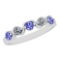 0.50 Ctw SI2/I1 Tanzanite And Diamond 14K White Gold Band Ring