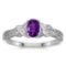 Certified 14k White Gold Oval Amethyst And Diamond Ring