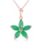 14K Solid Rose Gold Necklace with Natural Emeralds