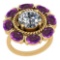 5.00 Ctw I2/I3 Amethyst And Diamond 10K Yellow Gold Vintage Style Ring