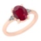 1.33 Ctw I2/I3 Ruby And Diamond 14K Rose Gold Ring