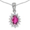 Certified 14k White Gold Oval Pink Topaz And Diamond Pendant